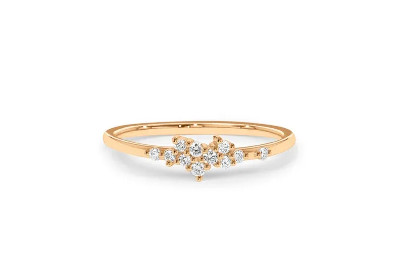 0.12CTW Cluster Round Cut Lab Grown Diamond Wedding Ring