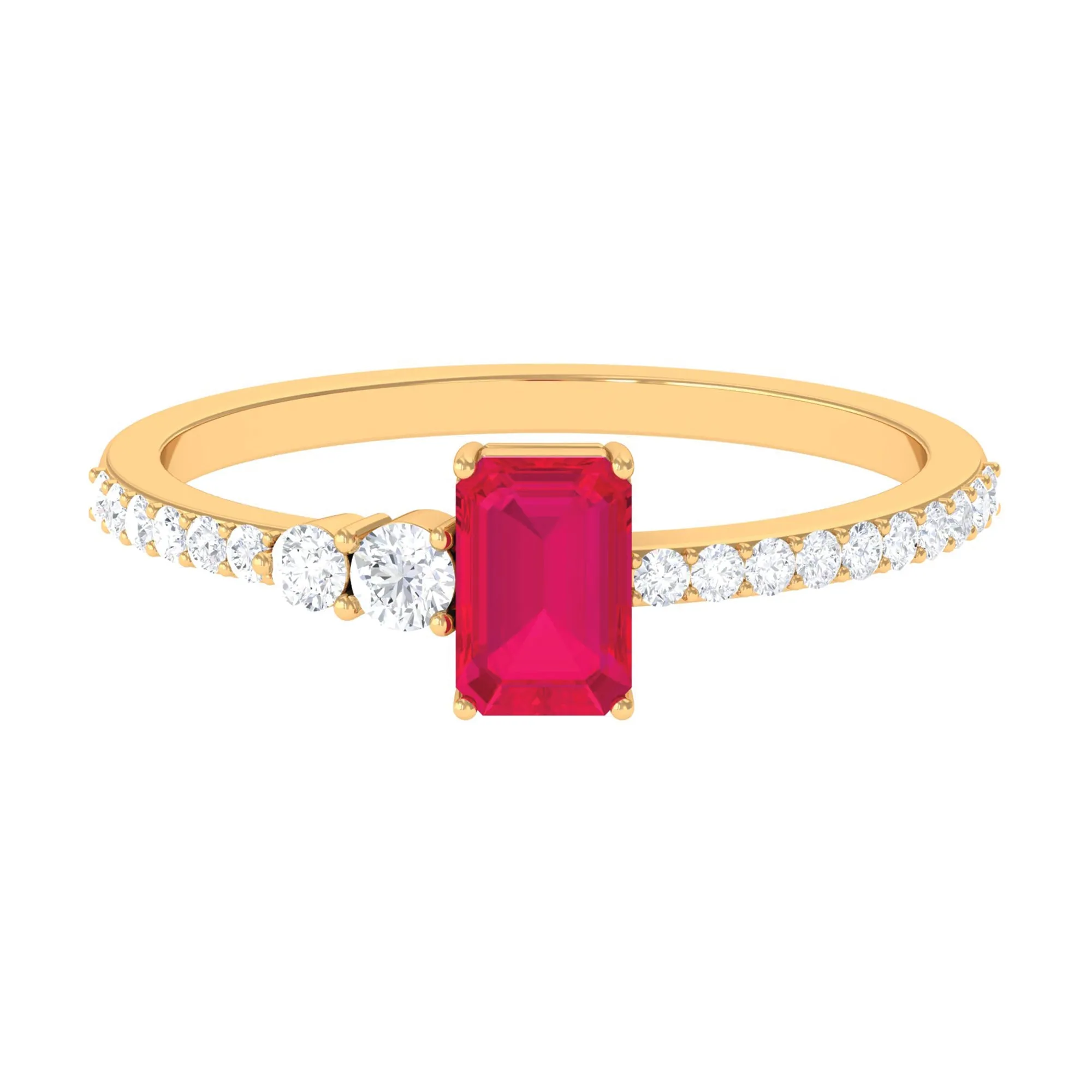 1.25 Ct Ruby Solitaire Engagement Ring with Diamond
