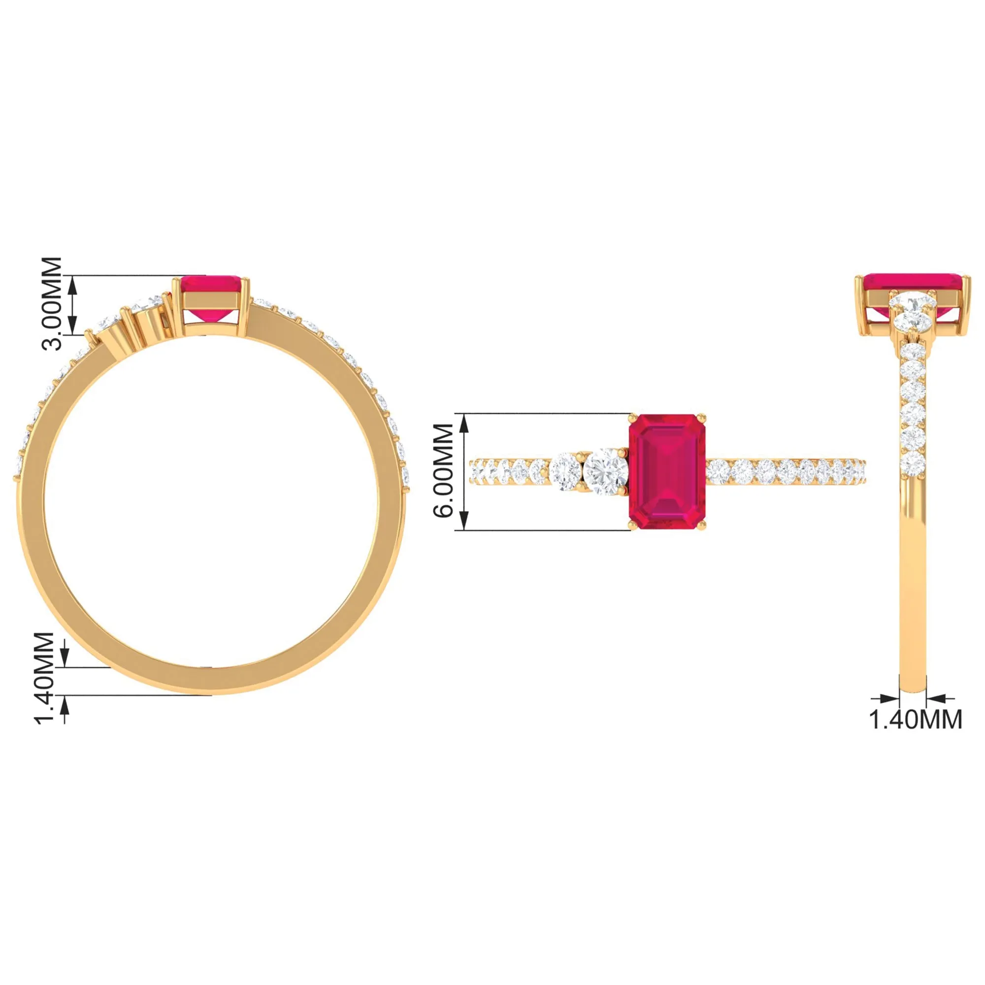 1.25 Ct Ruby Solitaire Engagement Ring with Diamond