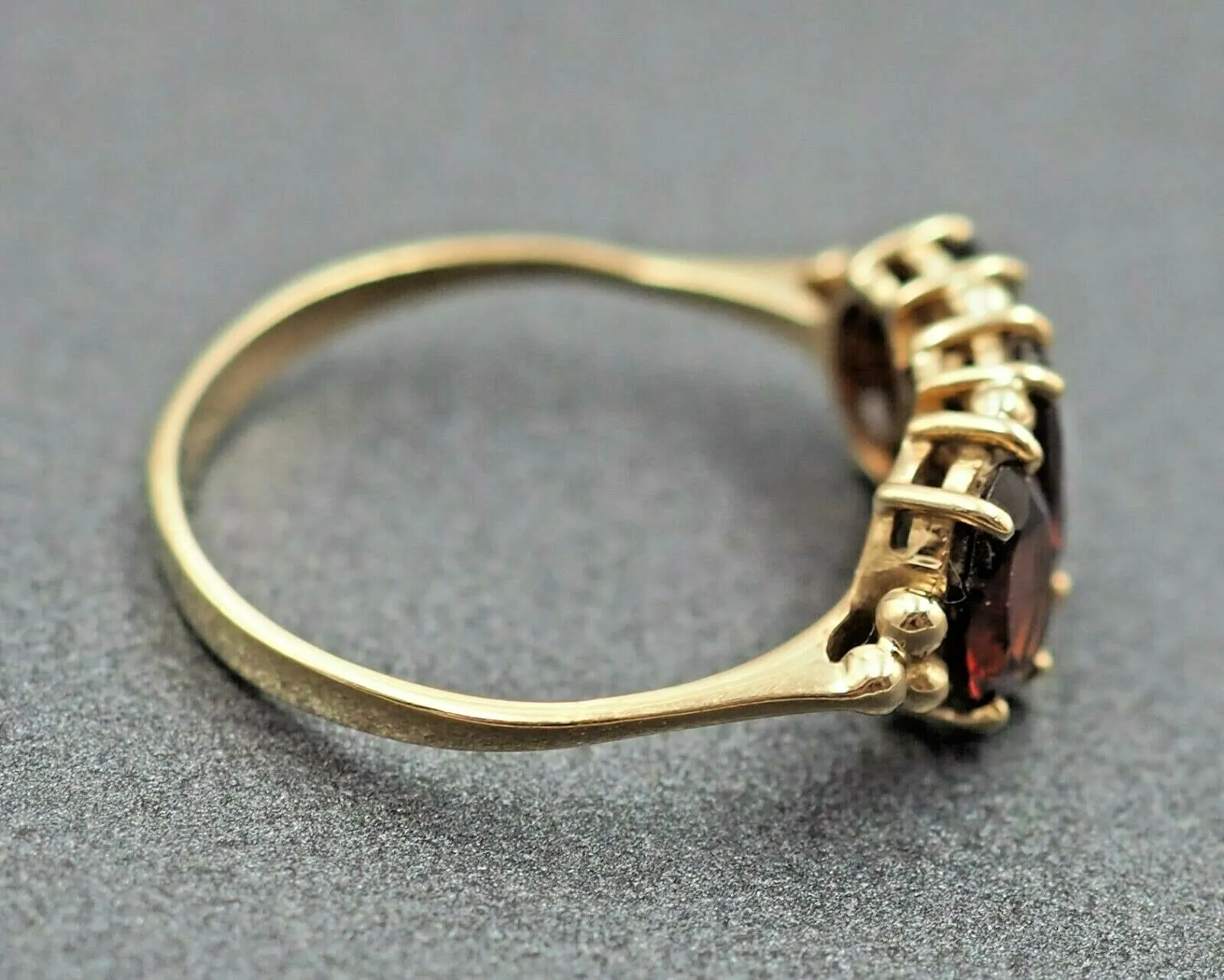 9ct Yellow Gold & Garnet Trilogy Ring