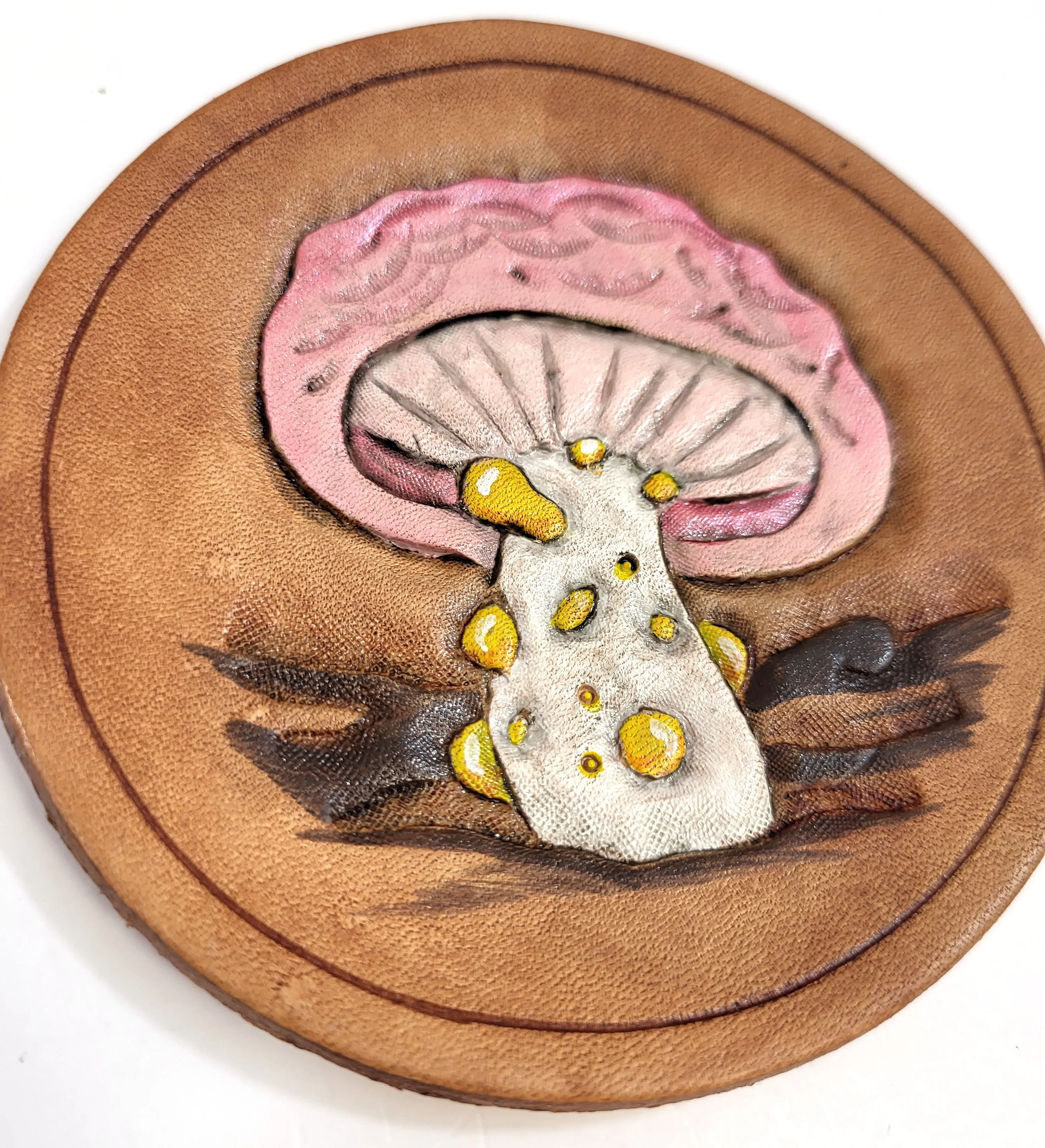 Assorted Mushroom Leather Art Rounds