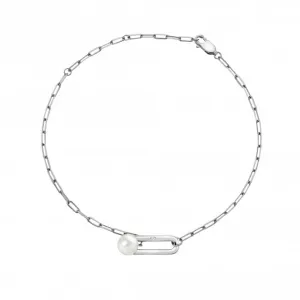 Linked Paperclip Pearl Bracelet DL652