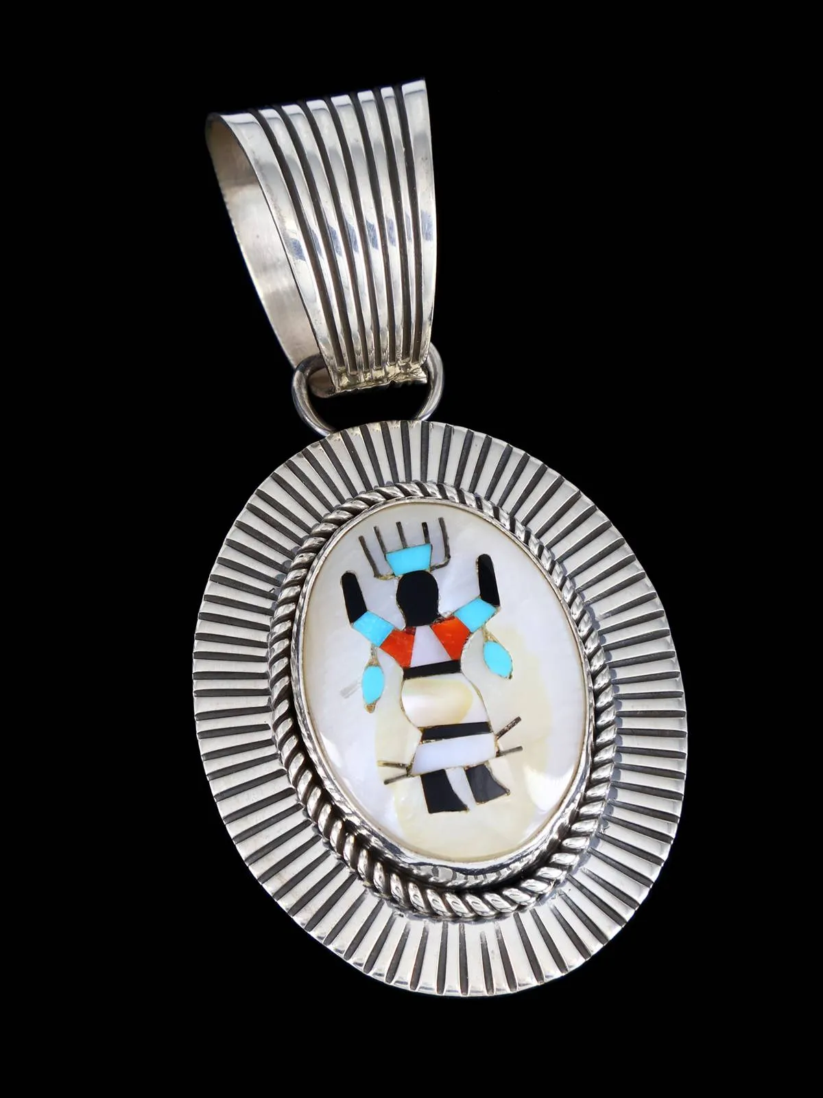 Native American Cold Chisel Kachina Dancer Sterling Silver Pendant