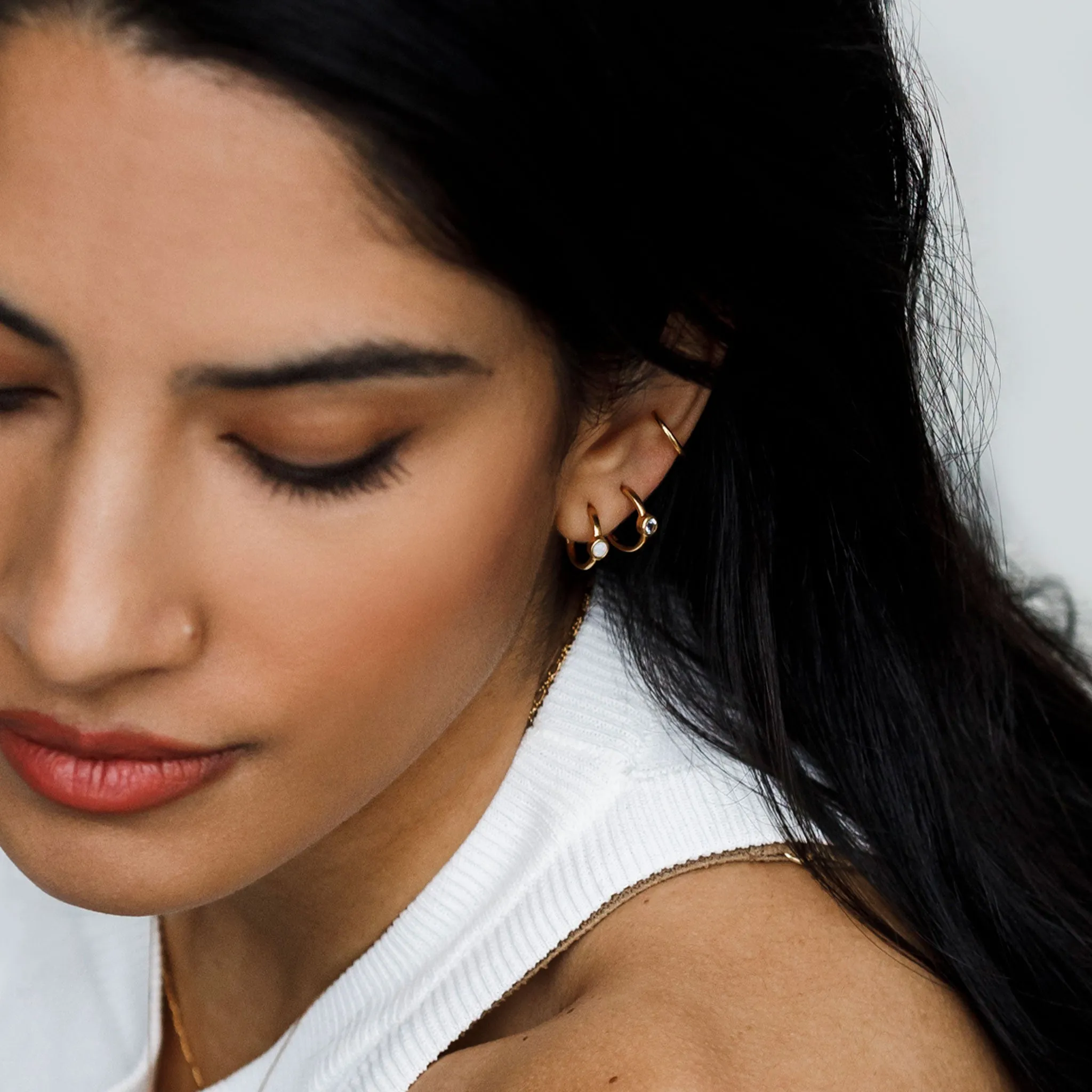 October Opal Birthstone Astrea Hoop Earrings