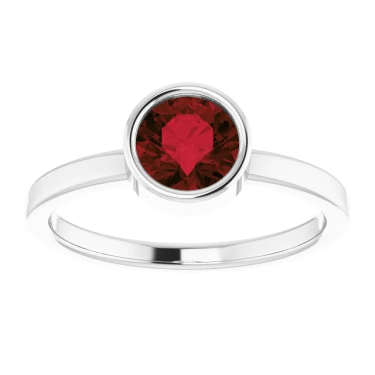 Platinum 6 mm Natural Mozambique Garnet Ring
