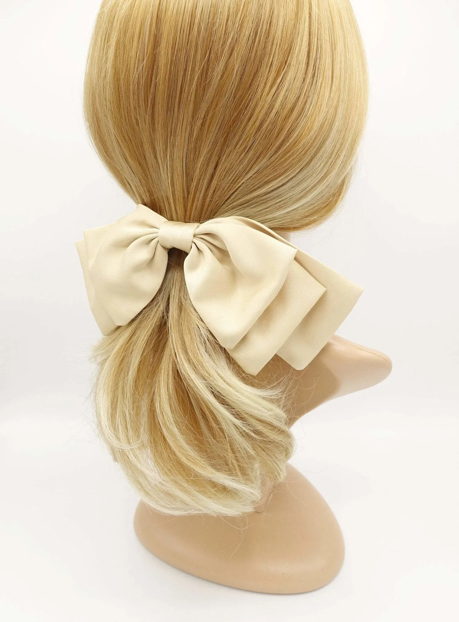 satin double stacked hair bow for women