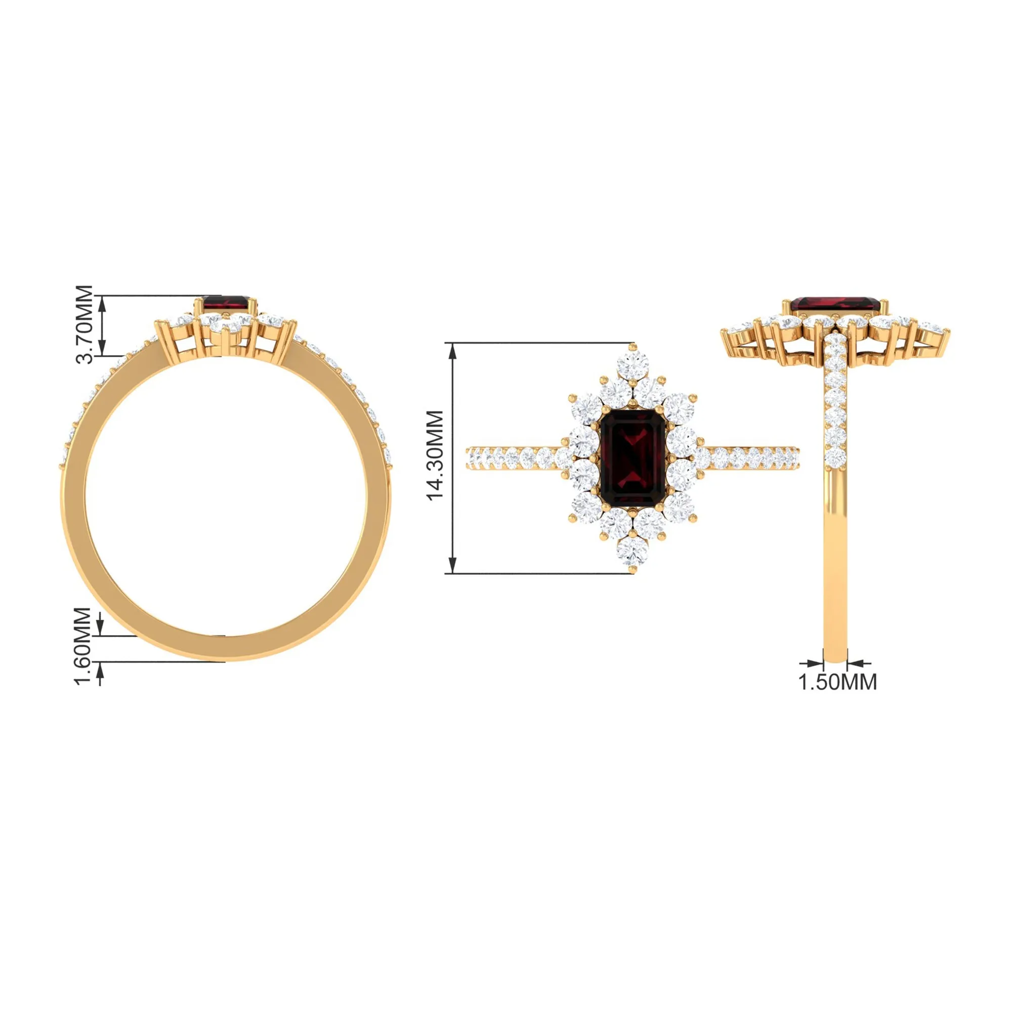 Vintage Inspired Garnet and Diamond Halo Engagement Ring
